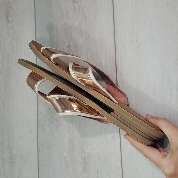 Toms Women Viv Rose Gold Slide Crisscross Sandals Flats shoes sz 10 - Picture 6 of 12